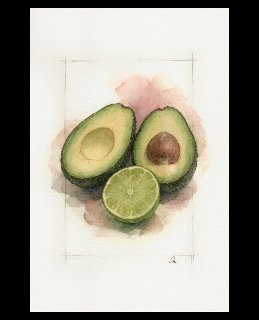 A Squeeze of Lime, original watercolor by Andrew Moreno, 5.5 by 8.5 inches