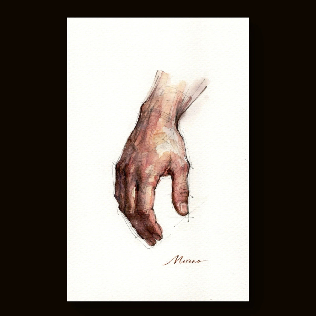 Hand in brown tones on white page, 5.5 × 8.5 inches, with “Sketch” text in black.